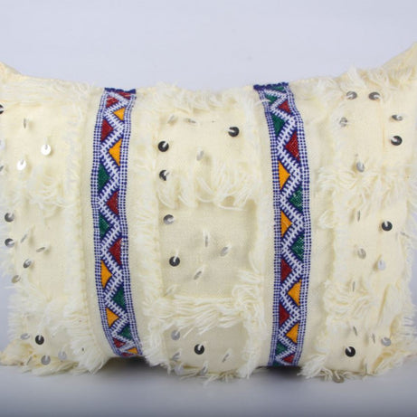 Moroccan Traditional Beige Pillow with Patterns