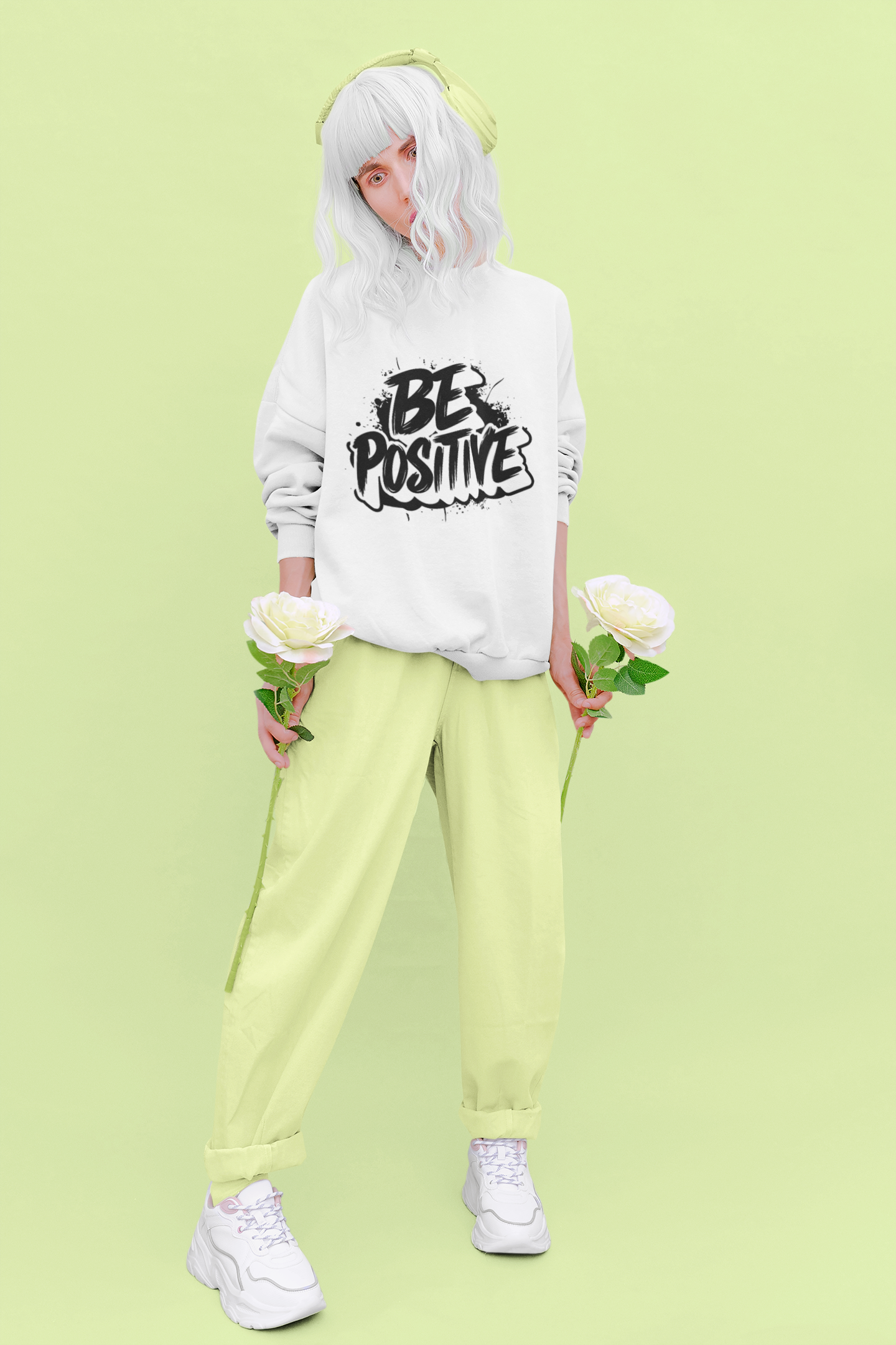 "Be Positive" Vibes Unisex Cotton Sweatshirt