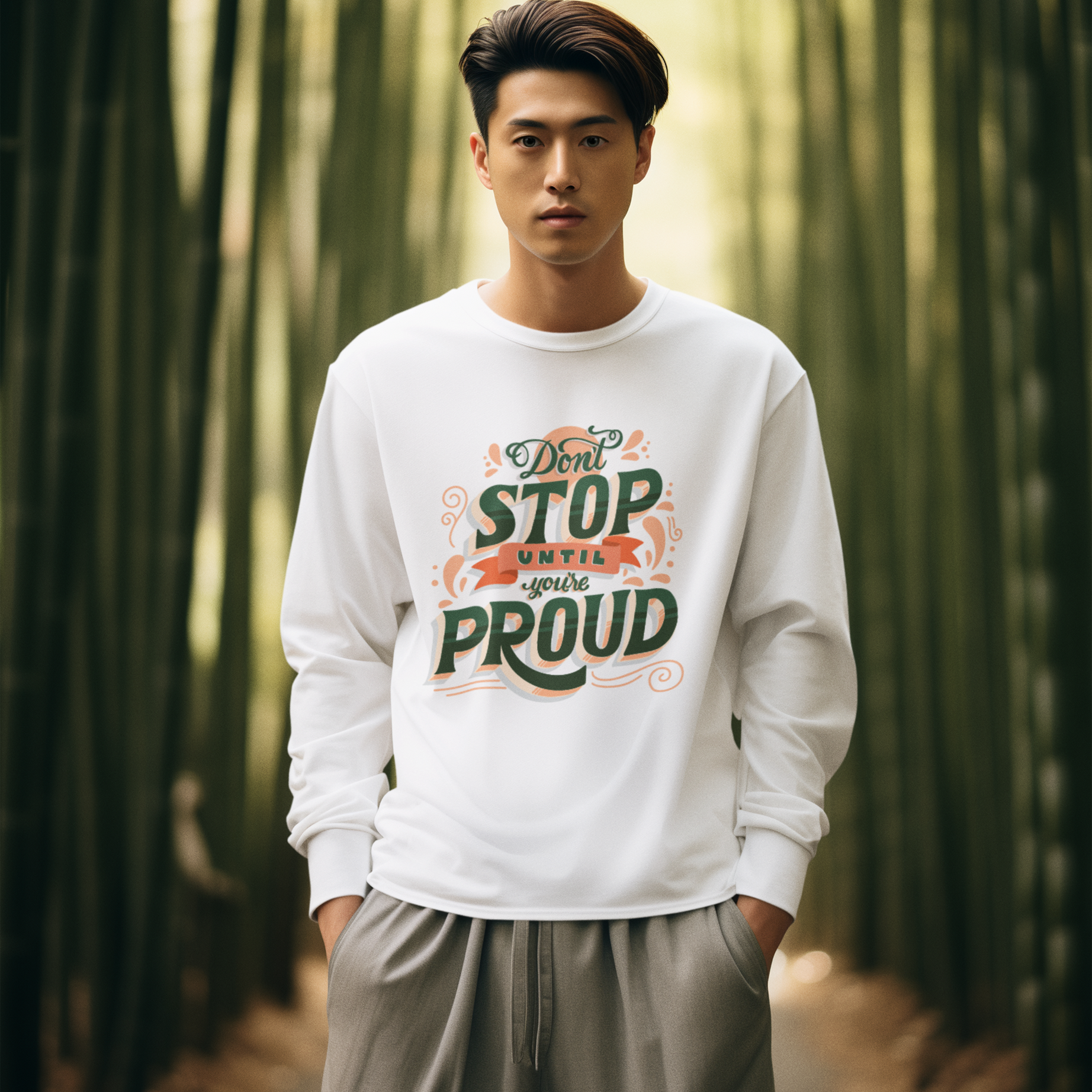 "Don't Stop Until You're Proud" White Unisex Sweatshirt